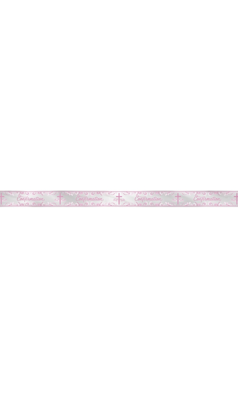 Pink Holy Cross Confirmation Foil Banner - 9 ft (274cm)