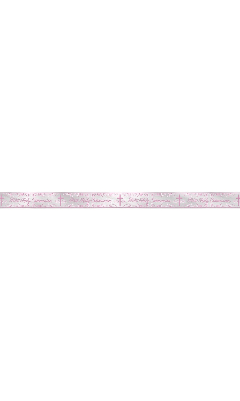Pink Holy Cross First Holy Communion Foil Banner - 9 ft (274cm)