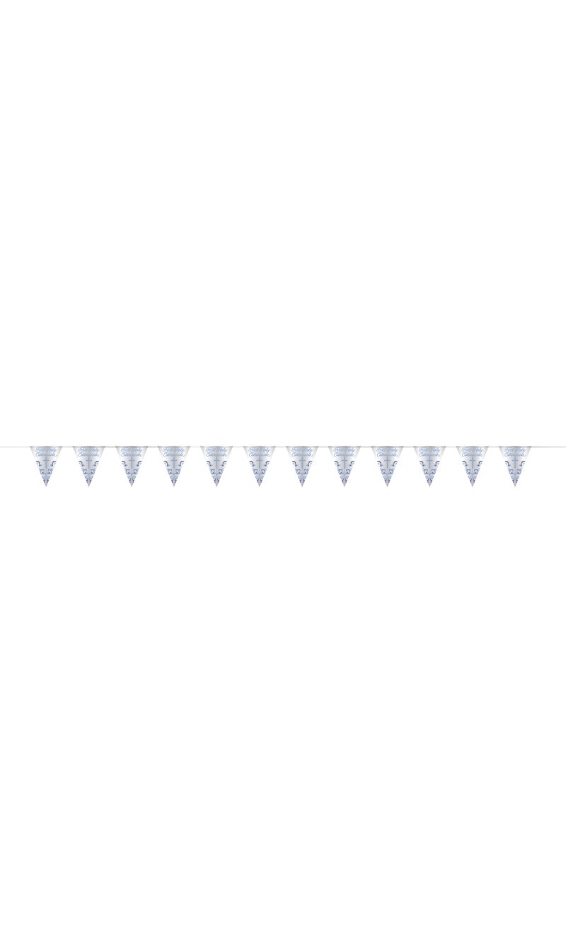 Blue Holy Cross First Holy Communion Foil Flag Banner - 9 ft (274cm)