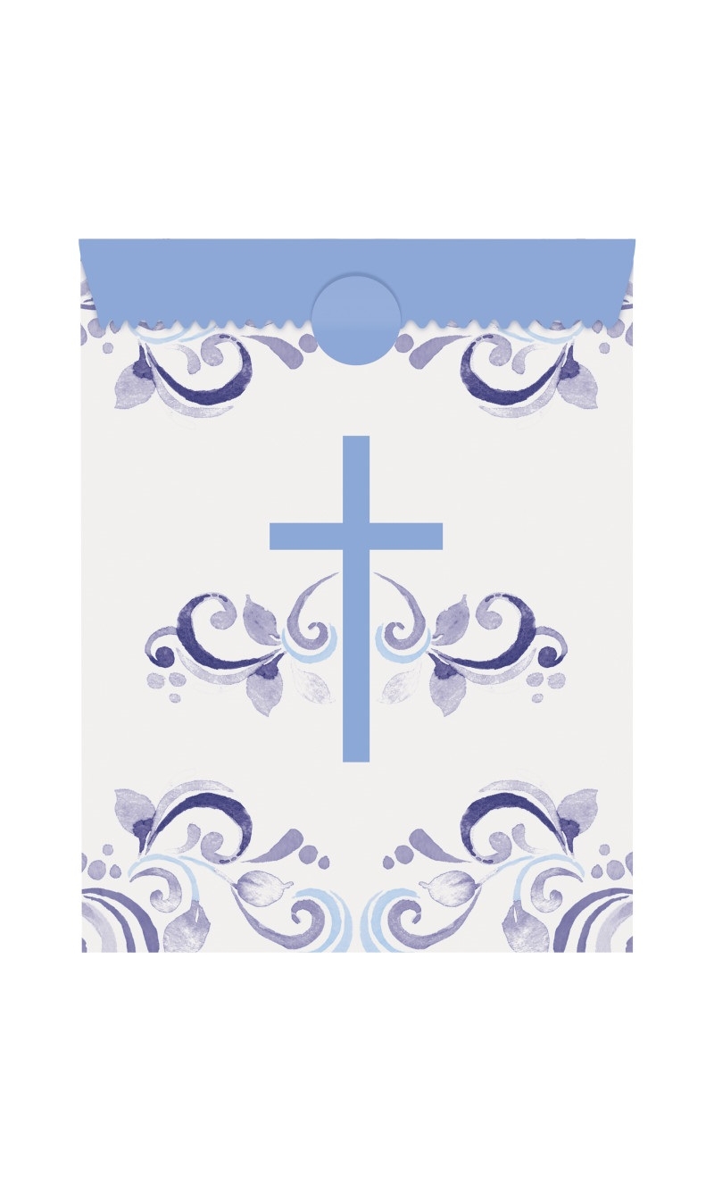 Blue Holy Cross Paper Treat Bags - 8pcs