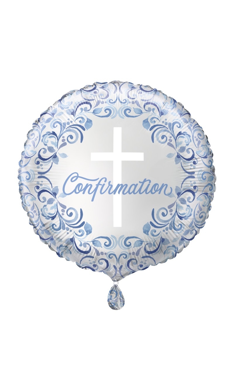 Blue Holy Cross Confirmation Round 18 Inch Foil Balloon