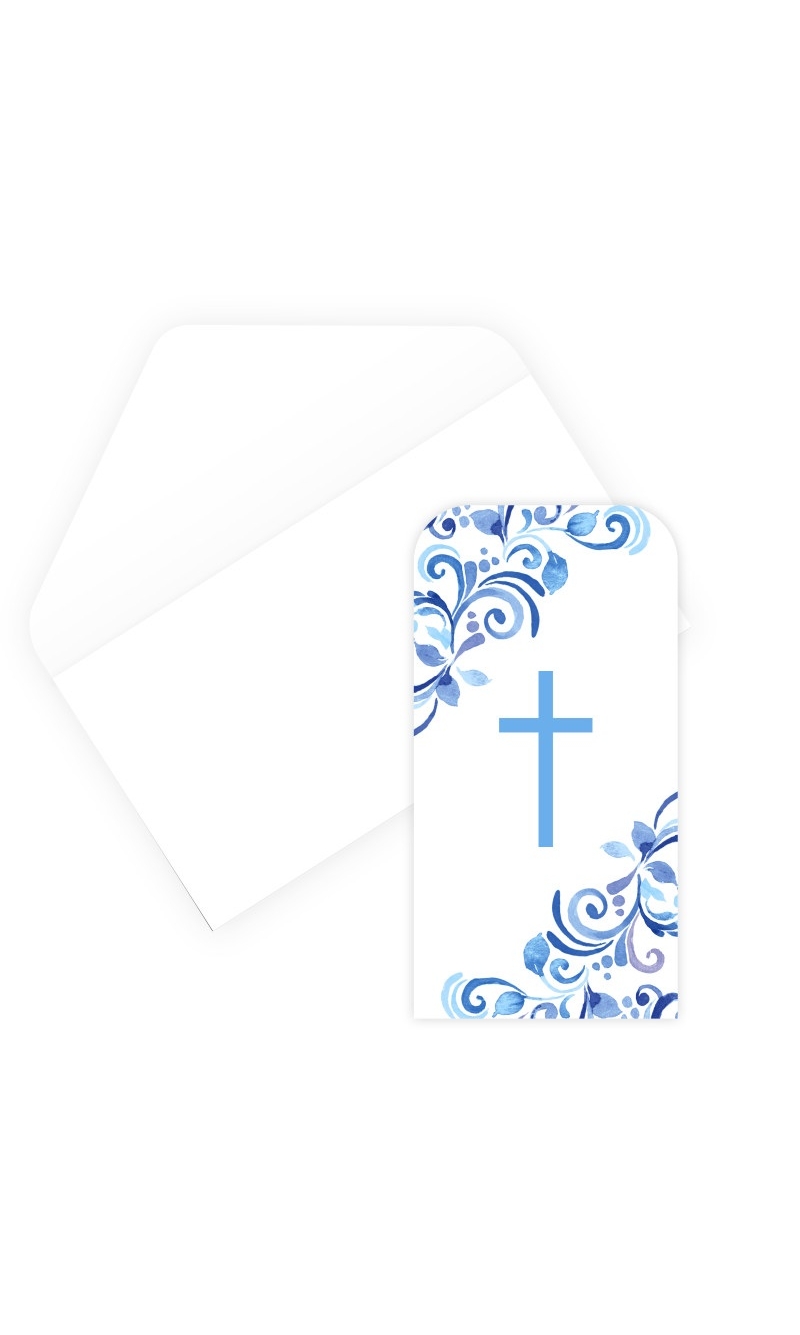 Blue Holy Cross Trifold Money Holder Card with Envelope