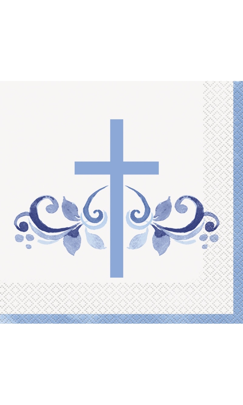 Blue Holy Cross Luncheon Napkins - 16pcs