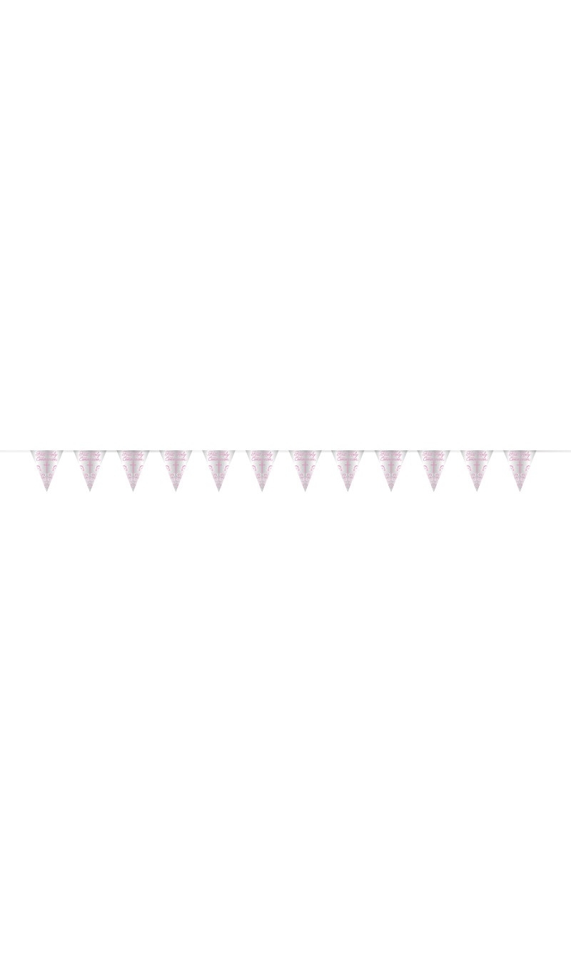 Pink Holy Cross First Holy Communion Foil Flag Banner - 9 ft (274cm)