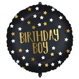 Black Gold Birthday Boy Foil Balloon 18"/46cm - 1pk