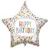 Happy Birthday Bright Star Foil Balloon 18"/46cm - 1pk