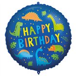 Happy Birthday Dino Foil Balloon 18"/46cm - 1pk