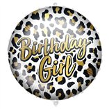 Bithday Girl Leopard Foil Balloon 18"/46cm - 1pk