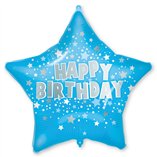 Star Happy Birthday Blue Foil Balloon 18"/46cm - 1pk