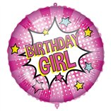 Birthday Girl Power Dual Faced Foil Balloon 18"/46cm - 1pk