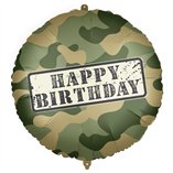 Happy Birthday Camouflage Foil Balloon 18"/46cm - 1pk