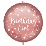 Rose Gold Birthday Girl Foil Balloon 18"/46cm - 1pk