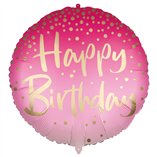 Pink & Gold Happy Birthday Foil Balloon 18"/46cm - 1pk