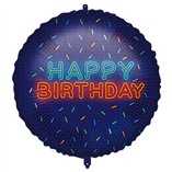 Birthday Neon Foil Balloon 18"/46cm - 1pk