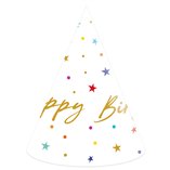 Multicolor Birthday Candles FSC Party Hats - 6pk