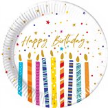 Multicolor Birthday Candles FSC Paper Plates Next Generation 23cm - 8pk