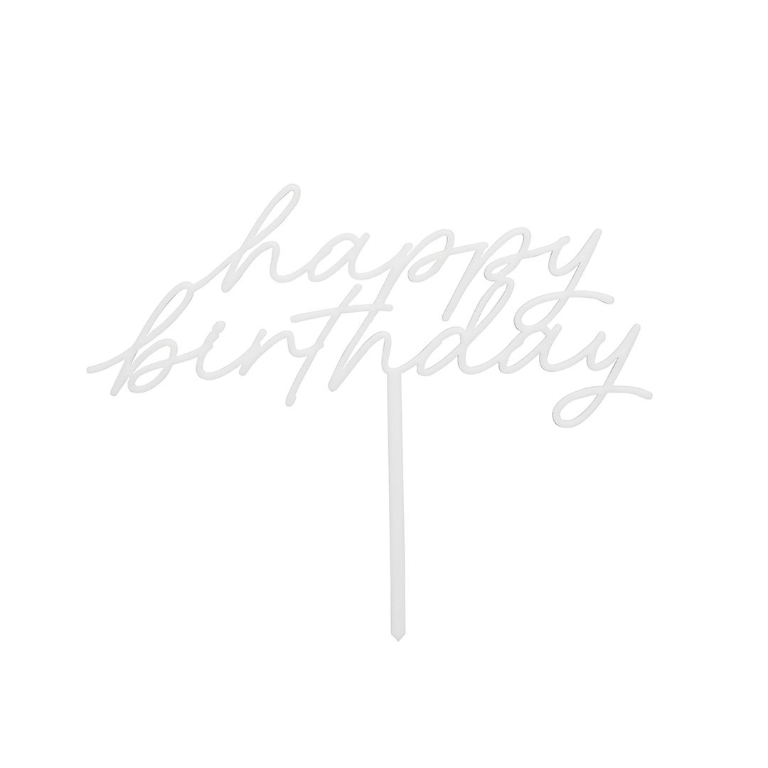 White Happy' Birthday Acrylic Cake Topper - Image 2