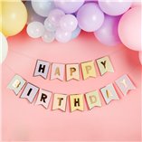 Pastel Happy Birthday Flag Card Banner 3m