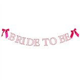 Hens Bride to be Card Banner With Pink Satin Bows 2m